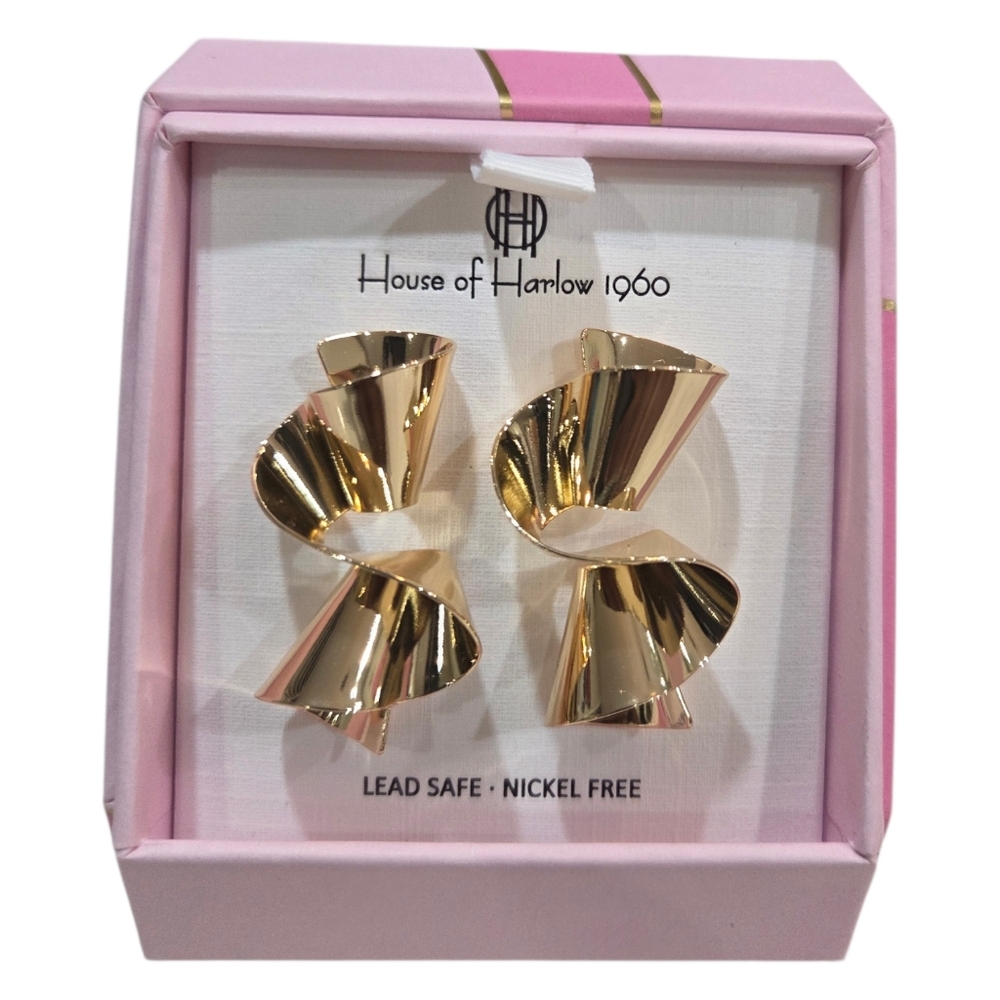 💛▪️House of Harlow▪️ 1960 Gold Fan Earrings